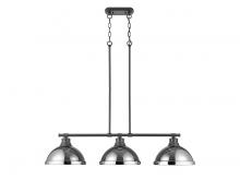  3602-3LP BLK-CH - Duncan 3-Light Linear Pendant in Matte Black with Chrome